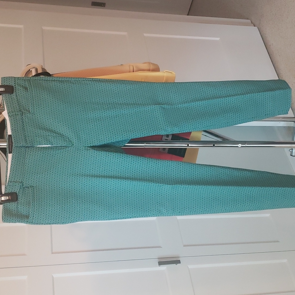 BR Sloan pants,  size 10, green jacquard pattern